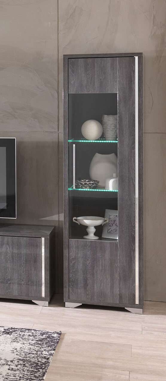 Armony Grey High Gloss Single Door Display Cabinet by SanMartino - Cash ...