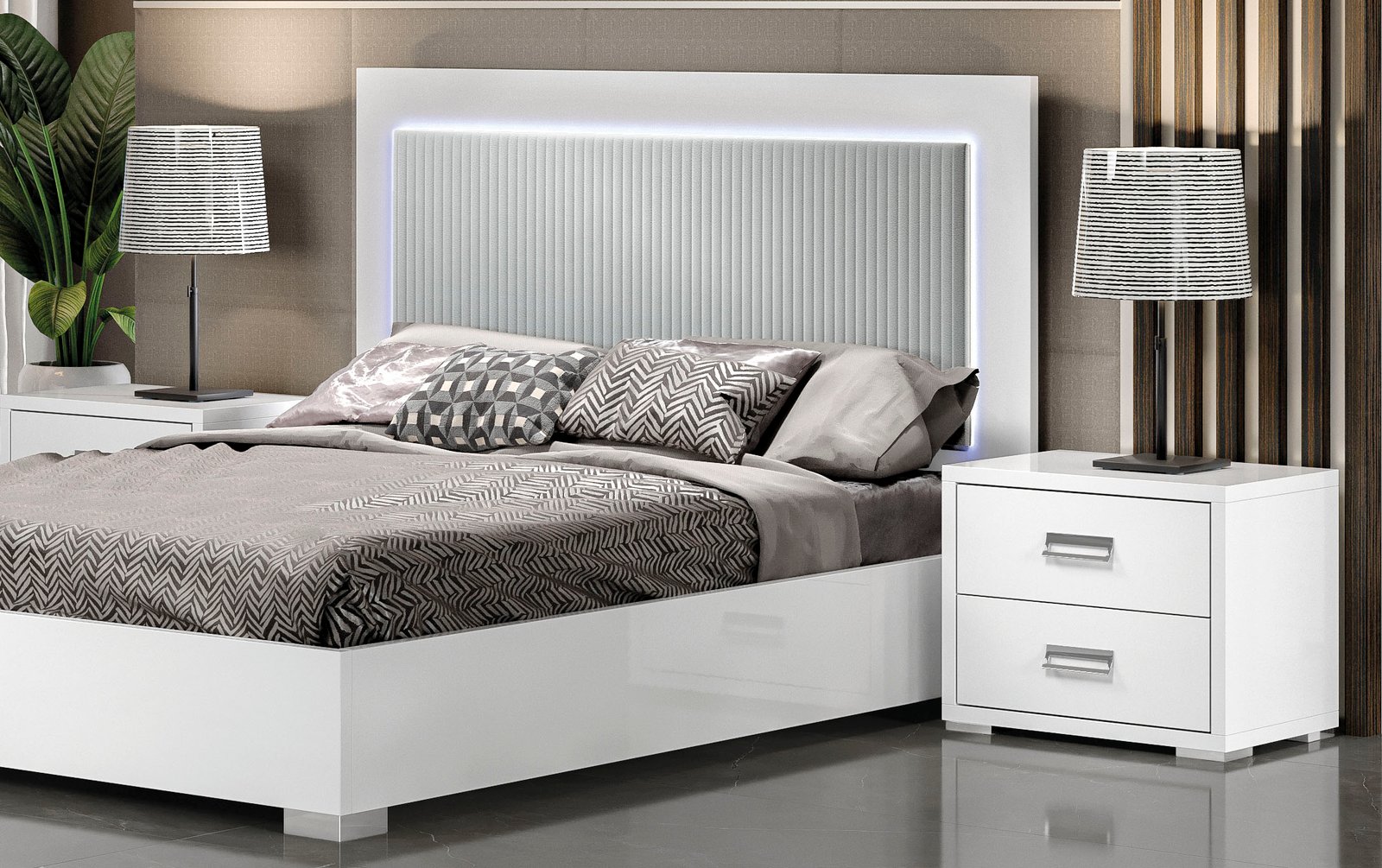 New Luxury Bella Italian White Bedroom Set with 4Door Wardrobe H2O