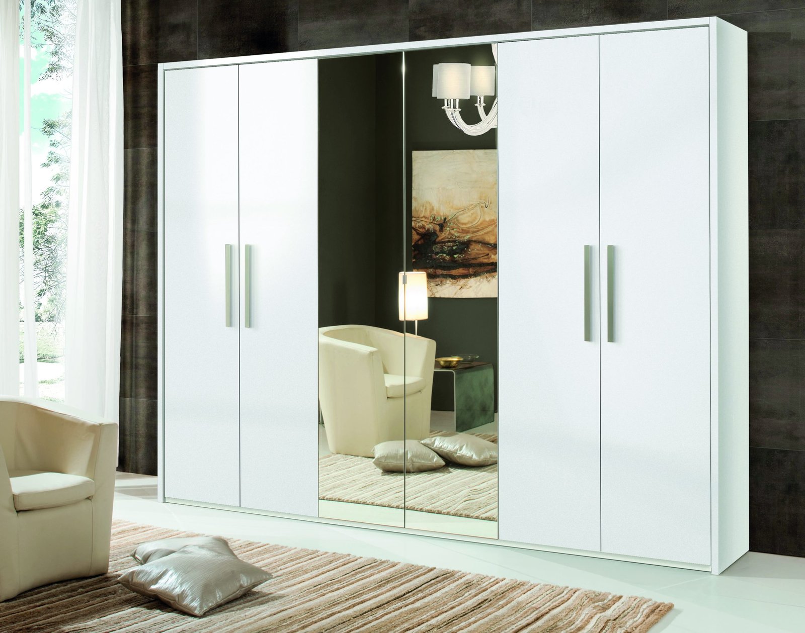 New Luxury Bella Italian White Bedroom Set with 4Door Wardrobe H2O