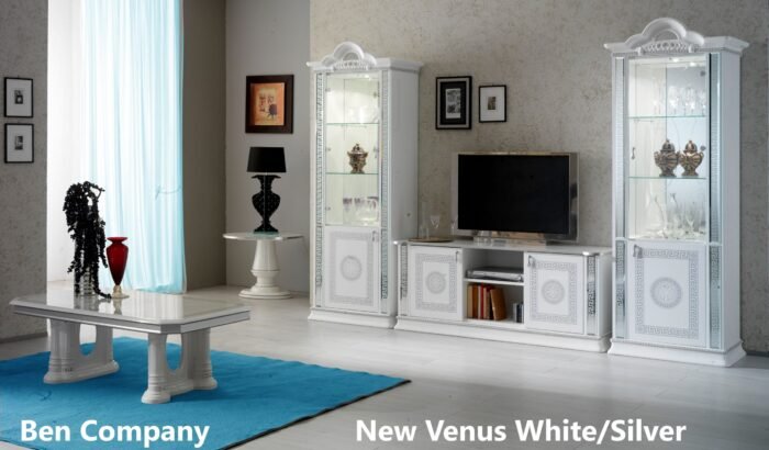 Versace Design New Venus White and Silver Italian Large Plasma TV Cabinet Ben Company - Image 2