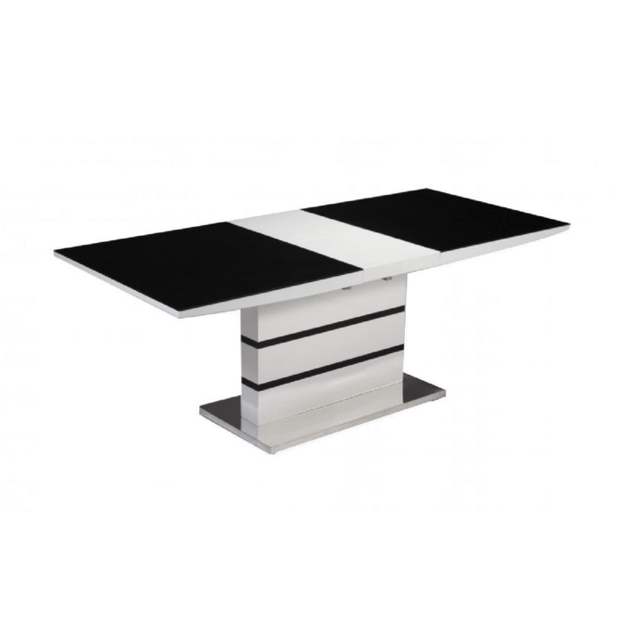 Aldridge High Gloss Dining Table White with Black Glass Top