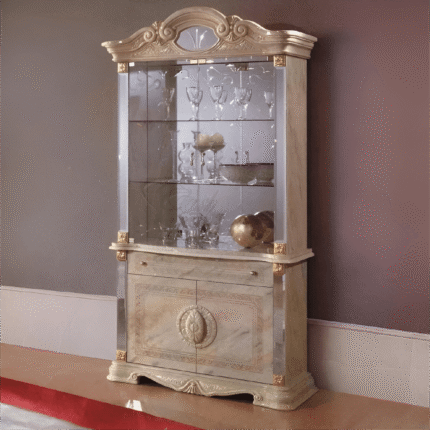 Betty 2 Door Vitrine (Beige/Onyx) Display Unit Ben Company