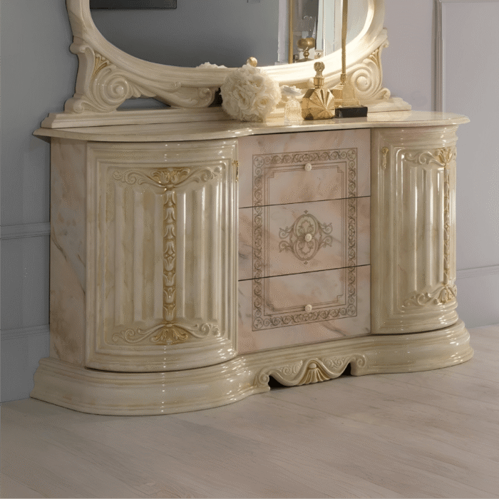 Betty Italian 3 Doors Onyx/Beige Finish Buffet Ben Company