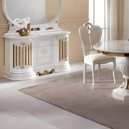 Betty Italian 3 Doors White and Gold Finish Buffet Ben Company