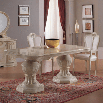Betty Onyx  and Gold Finish Italian Dining Table + 6 Chairs