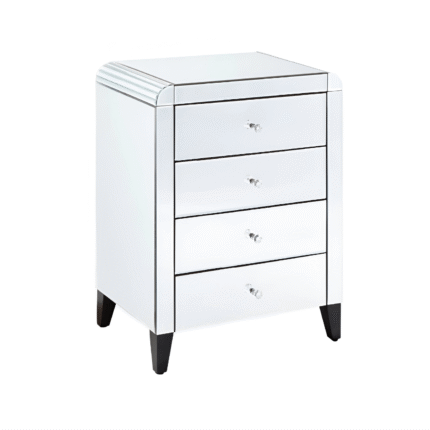 Clear Mirrored 4 Drawer Chest