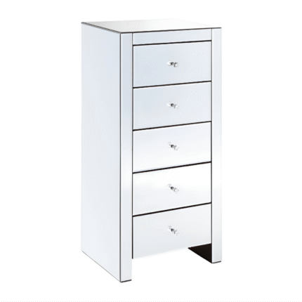 Clear Mirrored 5 Drawer Tallboy