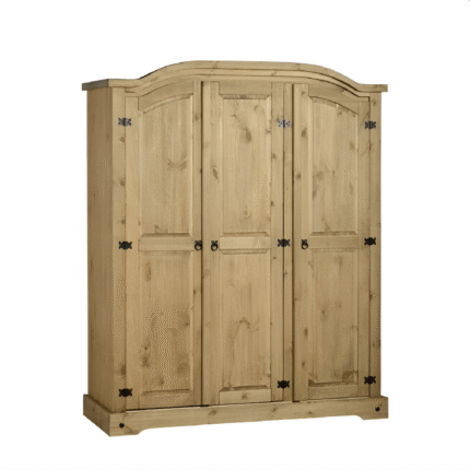Corona 3 Door Wardrobe in Distressed Waxed Pine