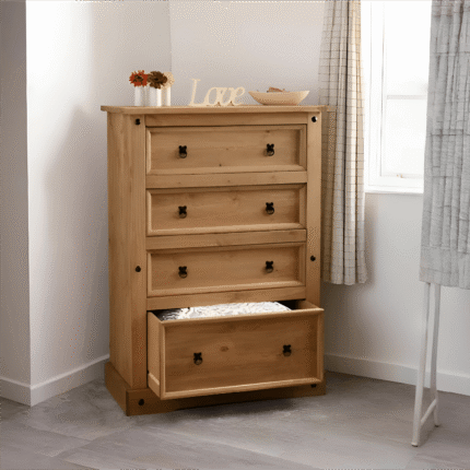 Corona 4 Drawer Chest Distressed Waxed Pine