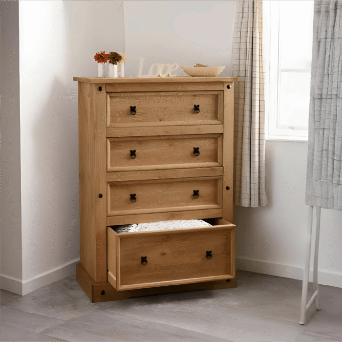Corona 4 Drawer Chest Distressed Waxed Pine