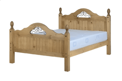 Corona Scroll 4'6" Bed High Foot End in Distressed Waxed Pine