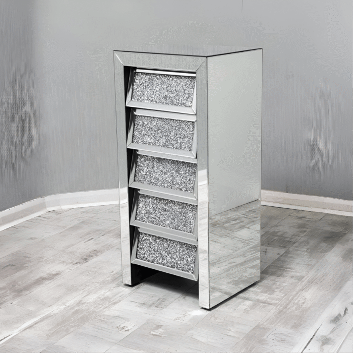 Crushed Glass 5 Drawer Tall Boy