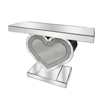 Crushed Glass Heart Shaped Console Table