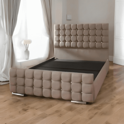 Crystal Upholster Chennel Fabric Bed Frame ALL SIZES AVAILABLE