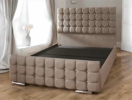 Crystal Upholster Chennel Fabric Bed Frame ALL SIZES AVAILABLE