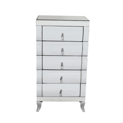 Curved Mirror 5 Drawer Tallboy