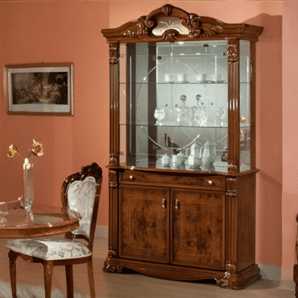 Elizabeth 2 Door Italian Display Cabinet High Gloss Walnut