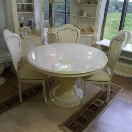 Elizabeth Beige Marble Italian Round Extending (H2ODesign) Dining Table Only