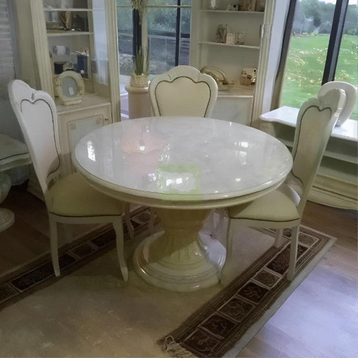 Elizabeth Beige Marble Italian Round Extending (H2ODesign) Dining Table Only