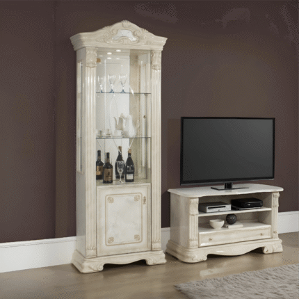 Elizabeth Beige Marble Italian Single Doors Vitrine (H2O Design)
