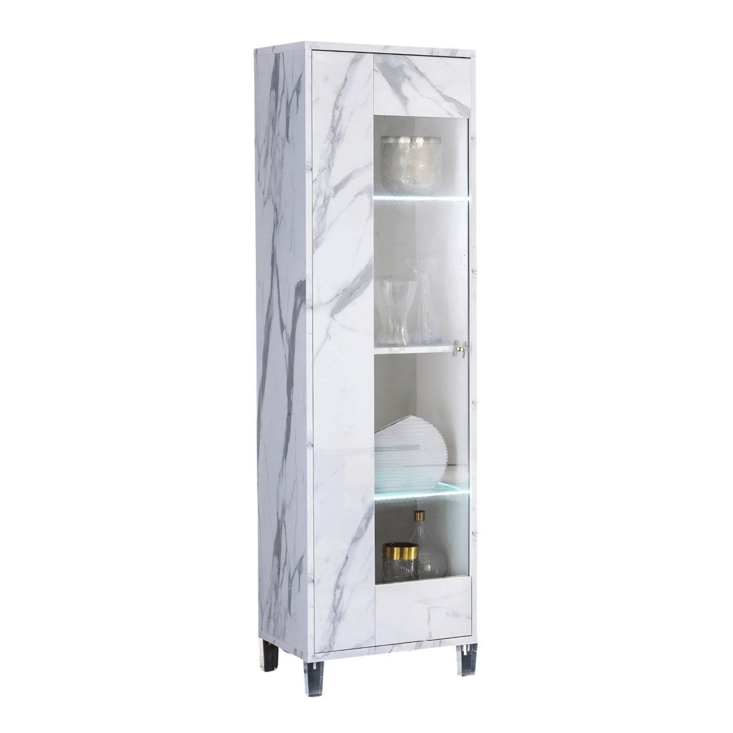 Elizabeth Walnut Radica Italian Right Side 1 Door Vitrine (H2O Design)