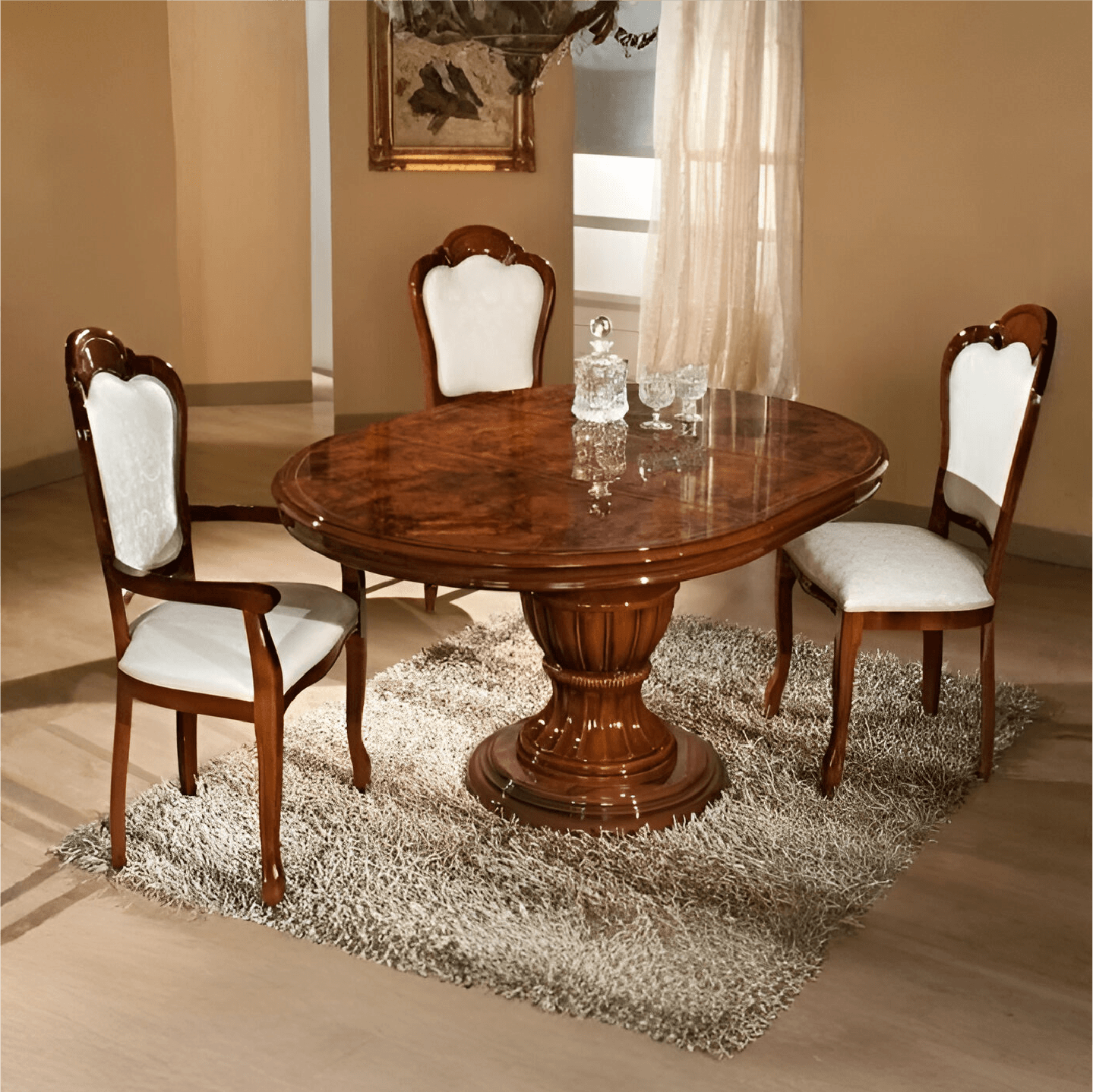 Elizabeth Walnut Radica Italian Round Extending (H2ODesign) Dining Table Only