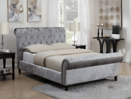 Galway Chesterfield Crushed Velvet Fabric Bed Frames ALL SIZES AVAILABLE