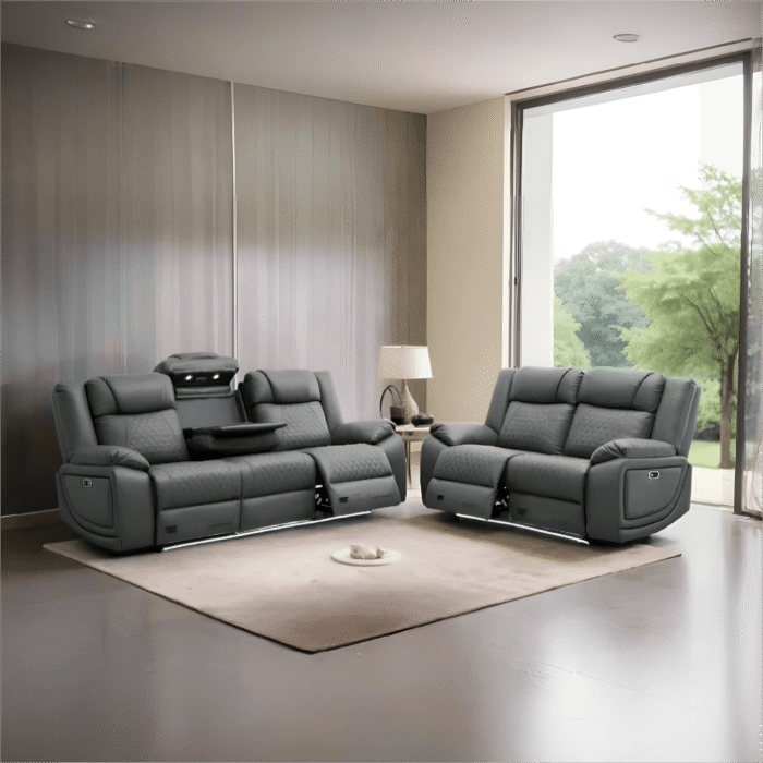 Lisbon Leather 3+2 Seater Electric RECLINER + Cup holder + LED + USB port
