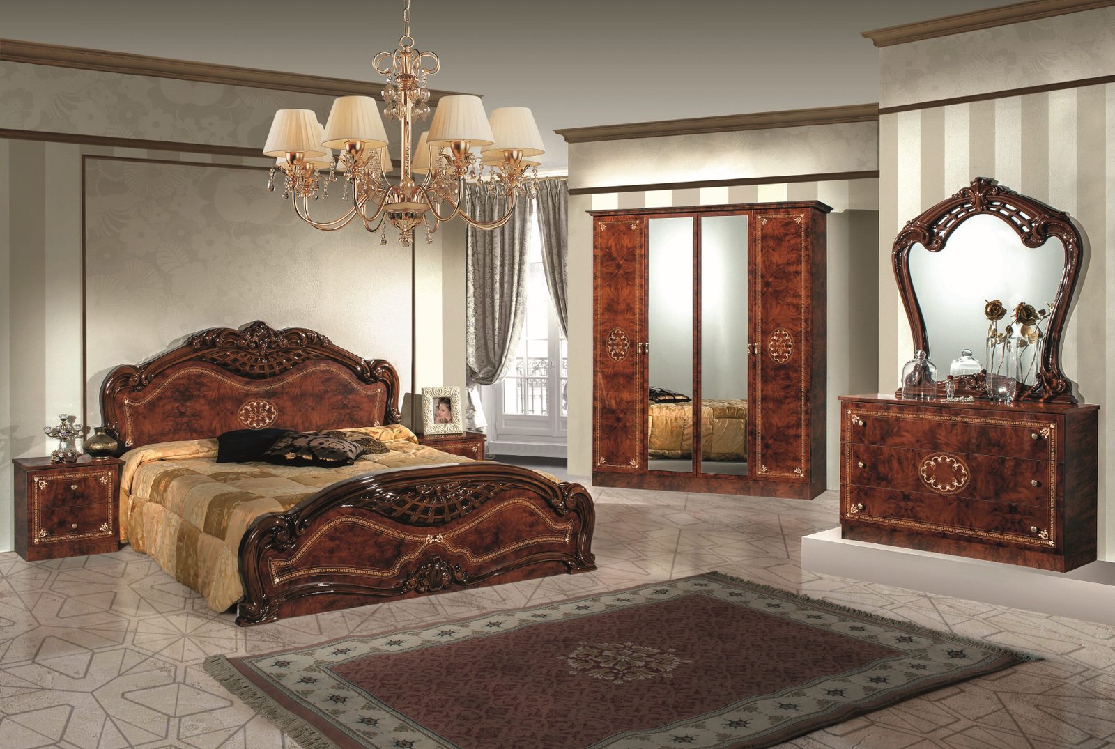 LUCY STUNNING COMPLET ITALIAN 4 DOORS WARDROBE BEDROOM SET - Image 4