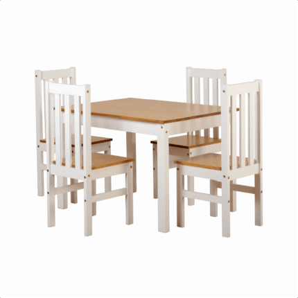 Ludlow 1+4 Dining Set White/Oak Lacquer