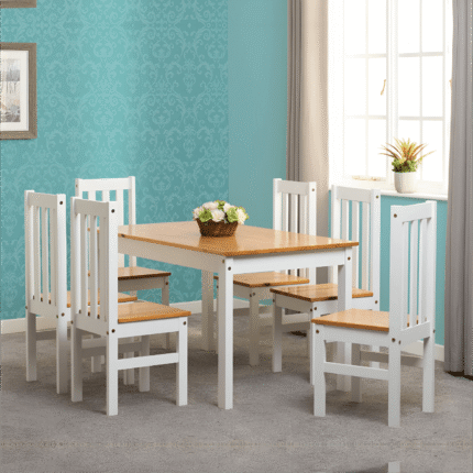 Ludlow 1+6 Dining Set White/Oak Lacquer by Seconique