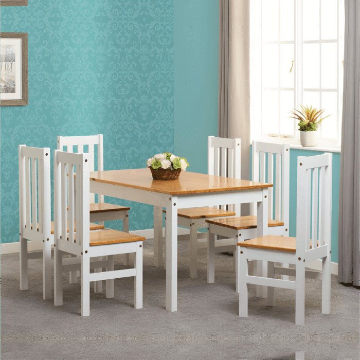 Ludlow 1+6 Dining Set White/Oak Lacquer by Seconique