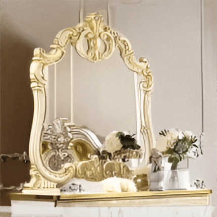 Luxury Leonardo Italian High GLoss Ivory Finish Small Mirror by Camel Group