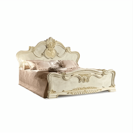 Luxury Leonardo Italian High Gloss Ivory Finish Bed Frame only by Camel Group