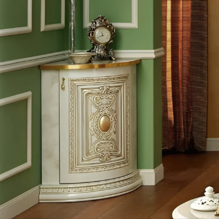 Luxury Leonardo Italian High Gloss Ivory Finish Corner Base by Camel Group