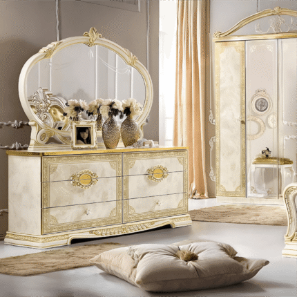 Luxury Leonardo Italian High Gloss Ivory Finish Double Dresser only by Camel Group Italia