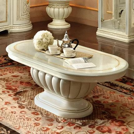Luxury Leonardo Italian High Gloss Ivory and Gold Finish Italian Coffee Table by Camel Group