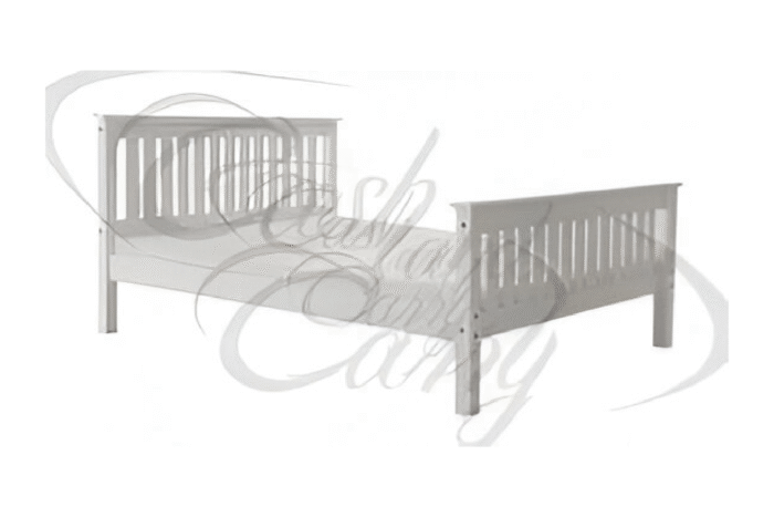 Manila High Foot End Pine Double Bed White/Oak