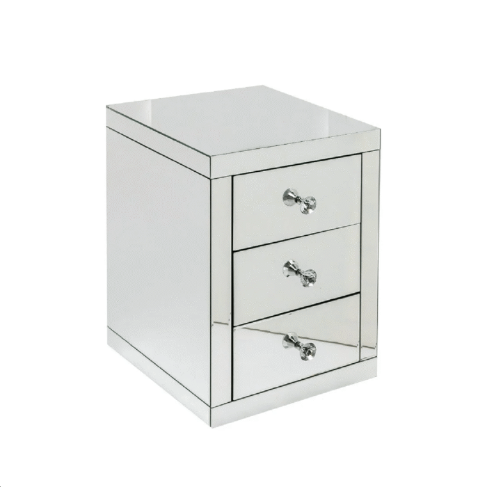 Mirrored 3 Drawer Bedside