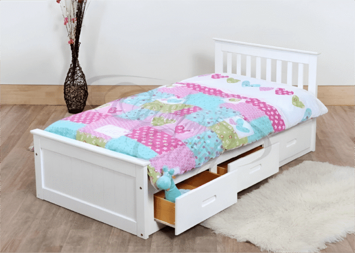 Mission Single Bed with Drawer White