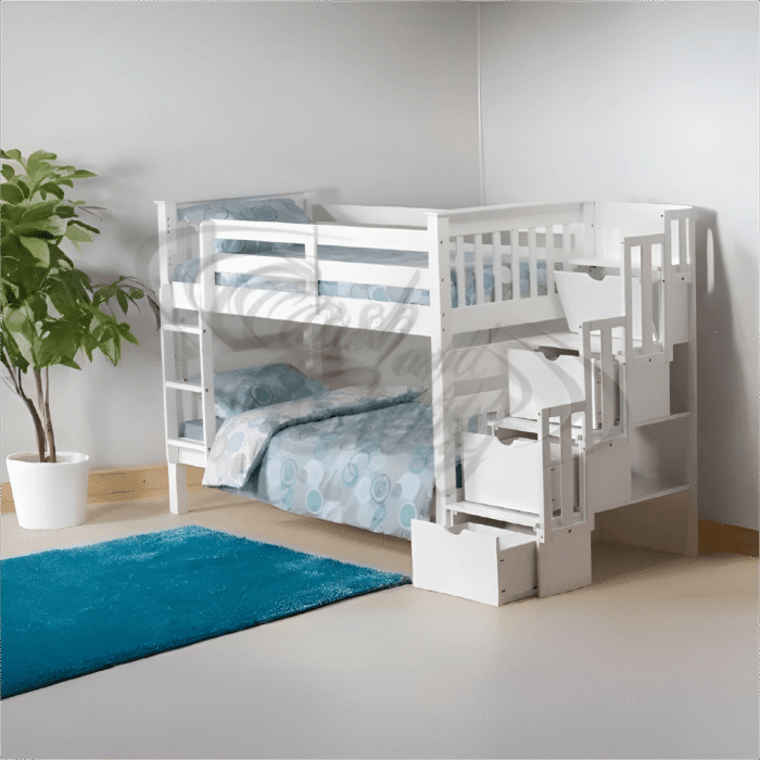 Mission Staircase Storage Bunk Bed in white