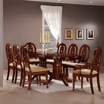 Moscow Extra Large Dining Table with 8 Chairs Mahogany
