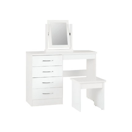 Nevada 4 Drawer Dressing Table Set White Gloss