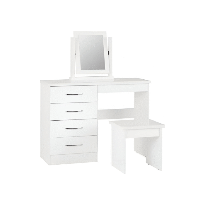 Nevada 4 Drawer Dressing Table Set White Gloss
