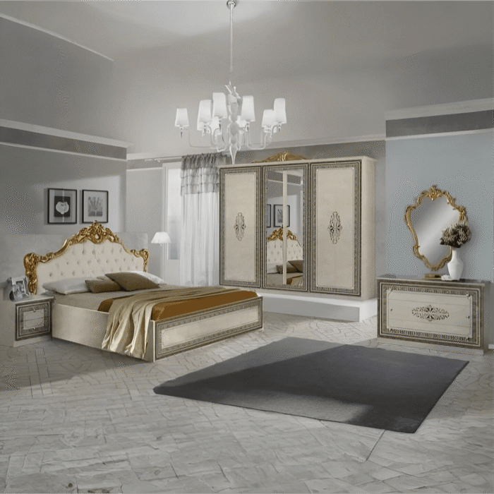 New Anita Italian Beige Bedroom Set with 4 or 6 Door Wardrobe