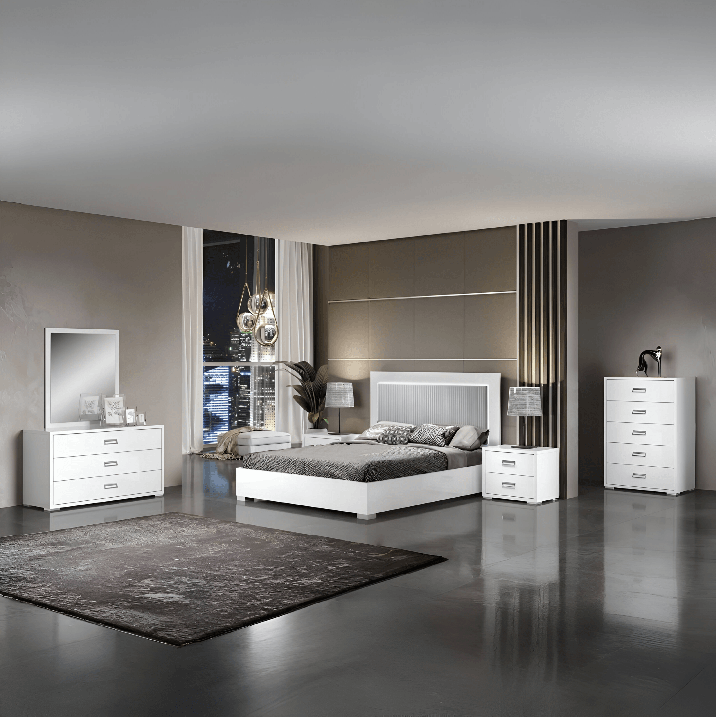 New Luxury Bella Italian White Bedroom Set with 4Door Wardrobe H2O Design