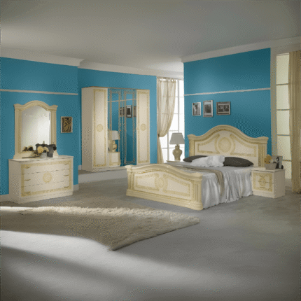 New Serena Italian Beige and Gold Bedroom Set Ben Company