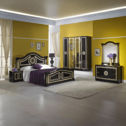 New Serena Italian Black and Gold Bedroom Set Ben Company