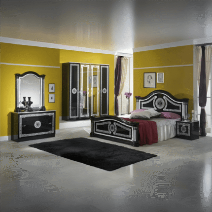 New Serena Italian Black and Silver Bedroom Set Ben Company