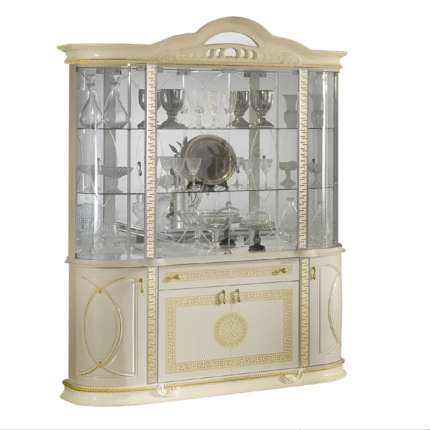 New Venus Beige and Gold Italian 4 Door (Vitrine) Display Cabinet